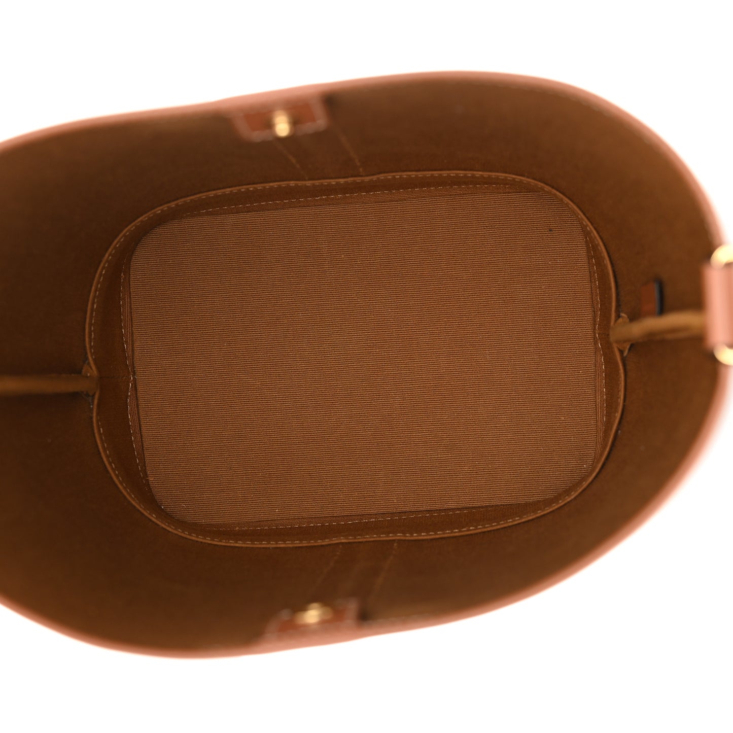 Triomphe Canvas Calfskin Small Bucket Bag Tan