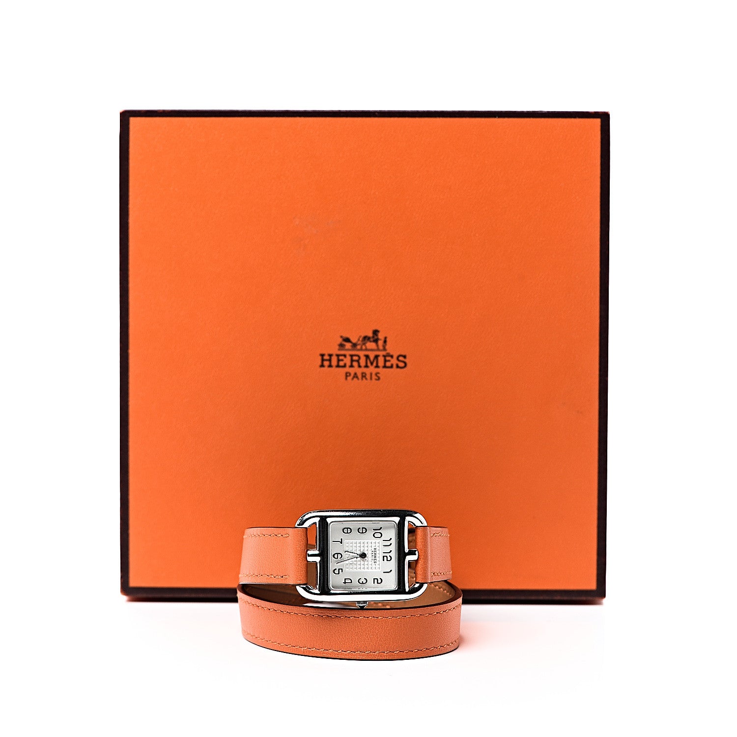 Hermes Stainless Steel Swift 23mm Cape Cod Double Tour Quartz Watch Orange 7 of 7