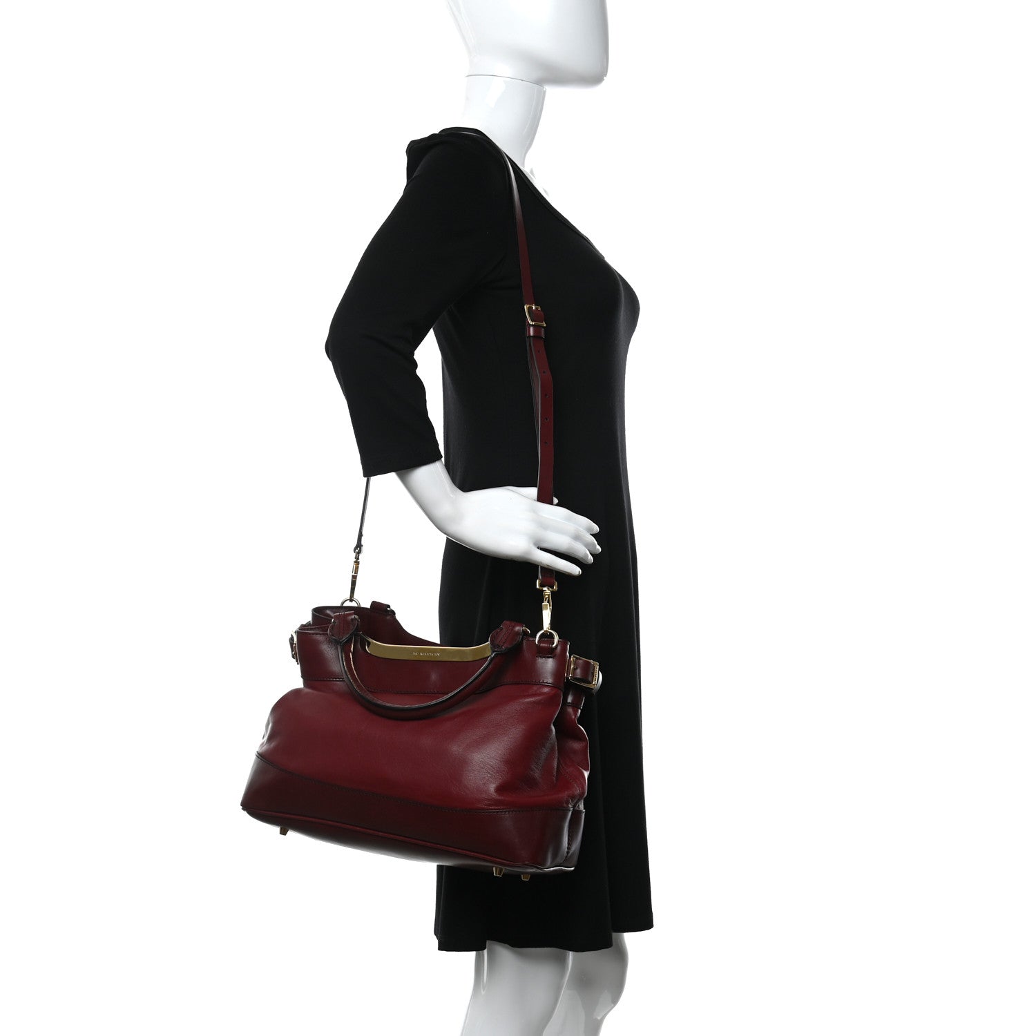 Burberry Lambskin Small Hepburn Satchel Red 2 of 12