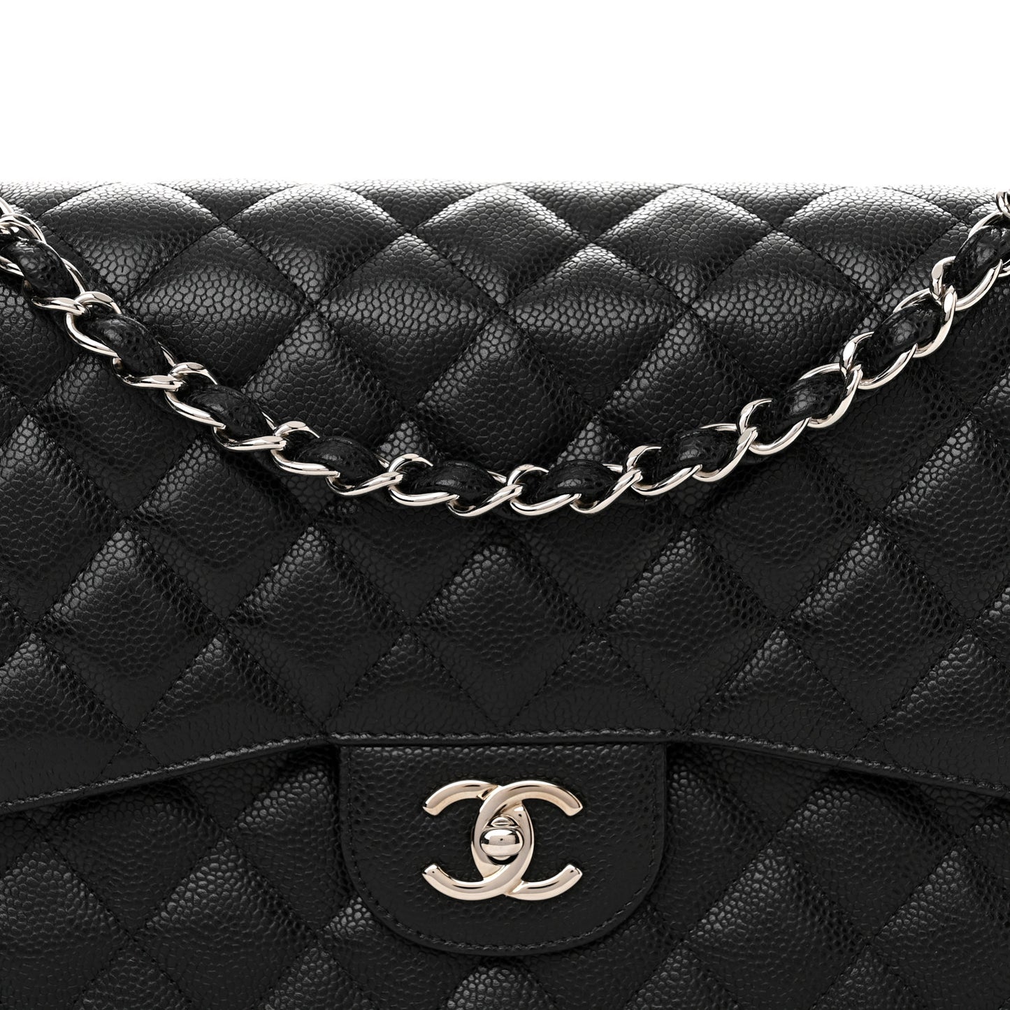 Caviar Quilted Jumbo Double Flap Black