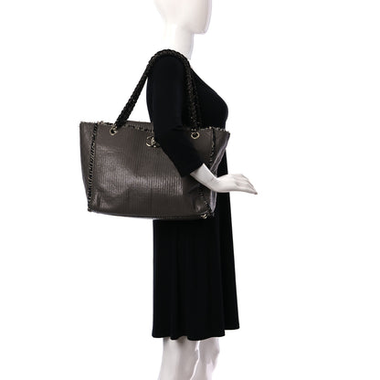 Chanel Glazed Calfskin Tweed Tweedy Shopping Tote Brown 2 of 10