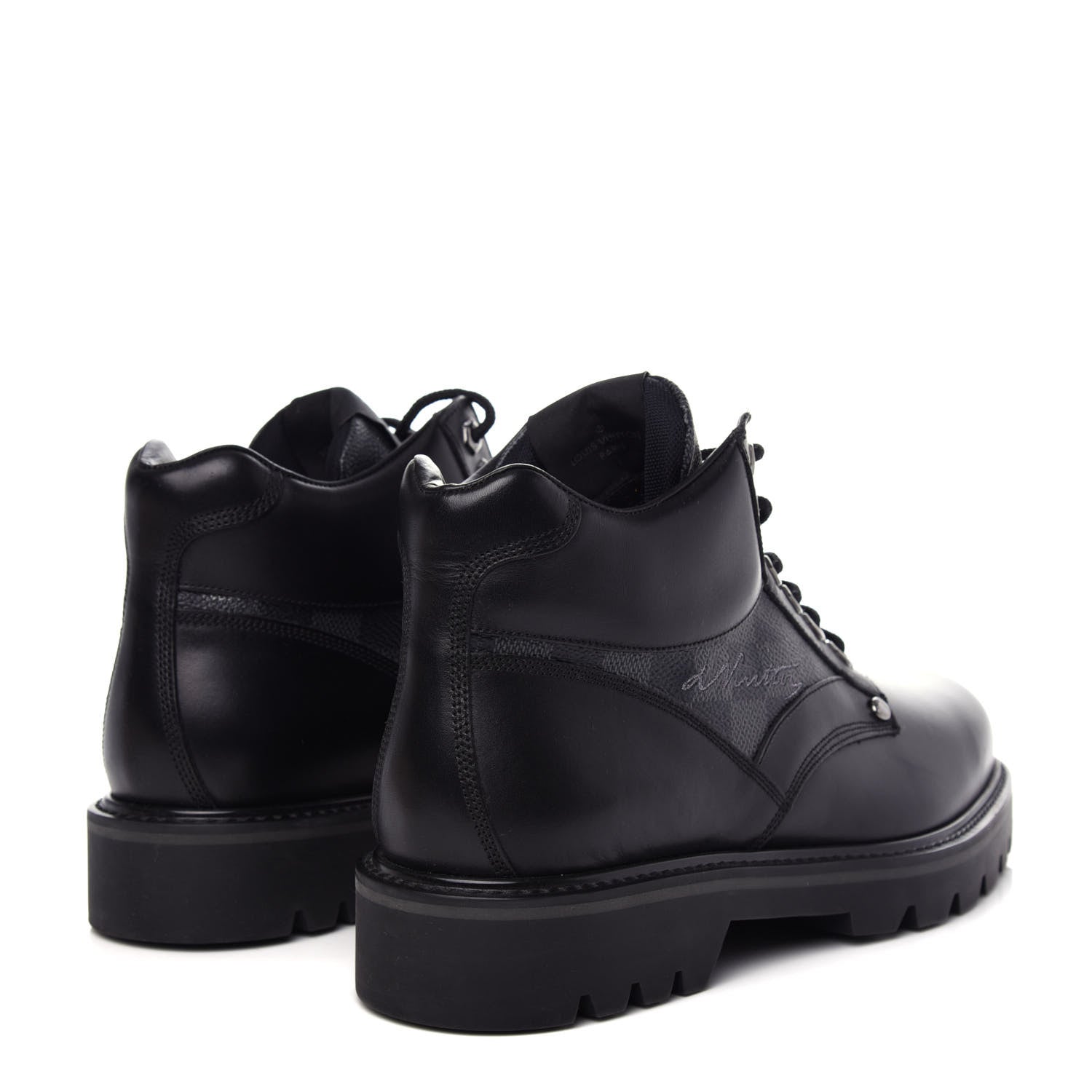 Louis Vuitton Calfskin Damier Graphite Oberkampf Ankle Boots 7.5 Black 5 of 10