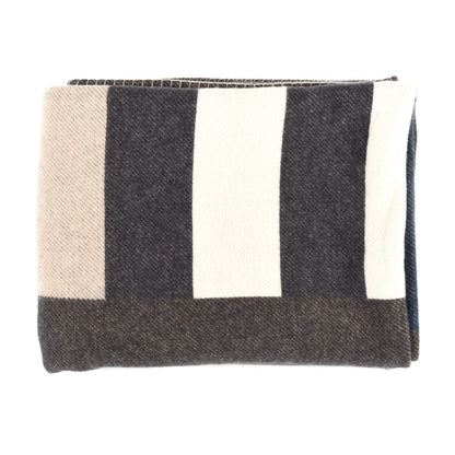 Hermes Wool Cashmere H Casaque Blanket Ecru Carbone 3 of 5