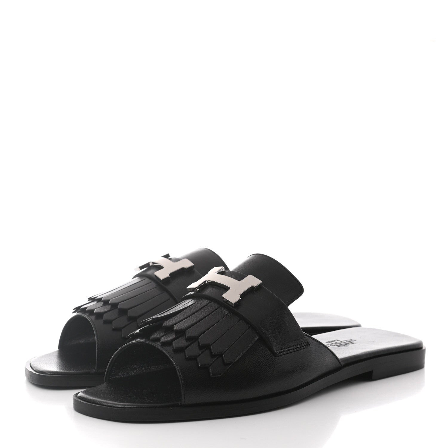 Hermes Goatskin Auteuil Sandals 37 Black 3 of 8