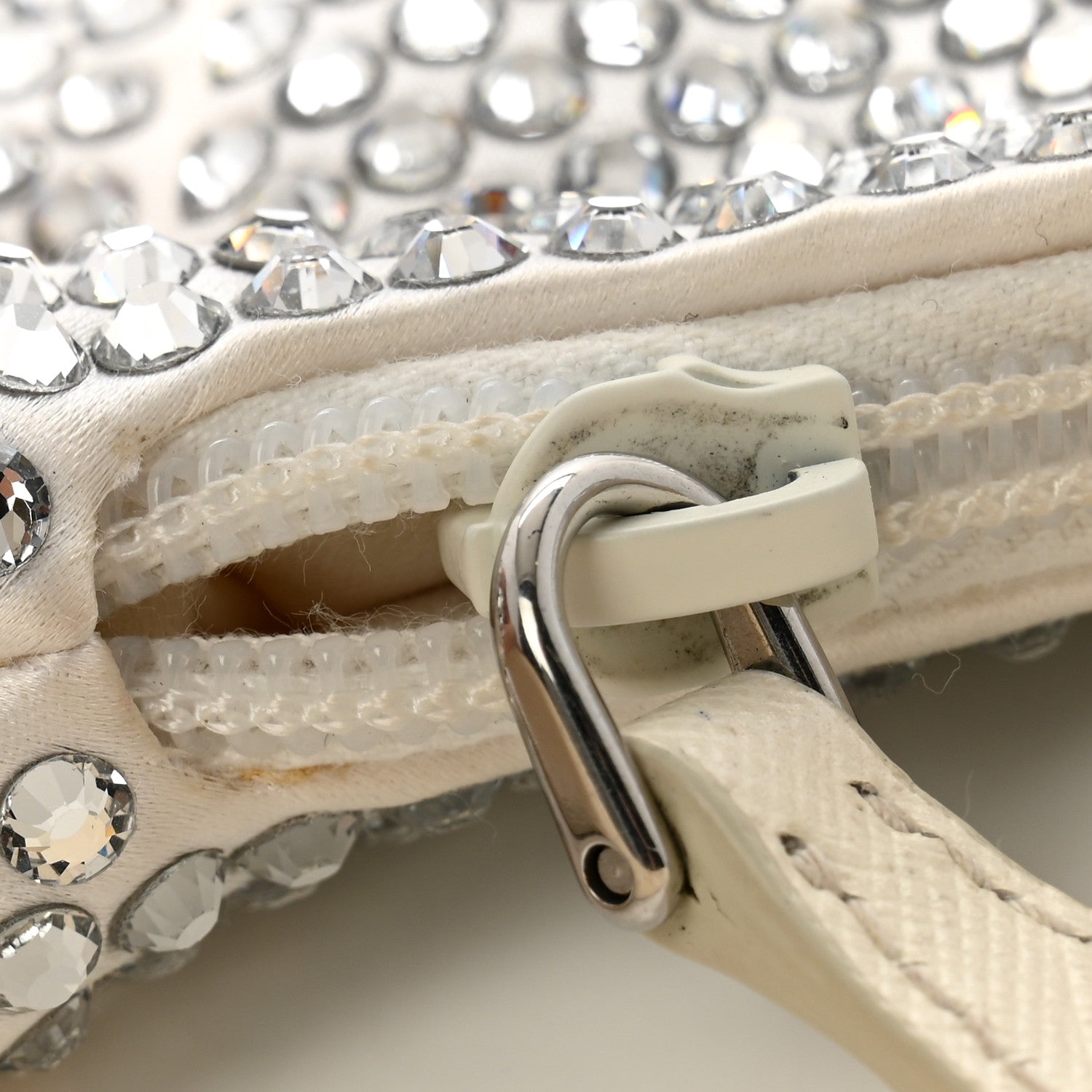 Prada Satin Crystal Mini Re-Edition 2000 Bag White 14 of 14