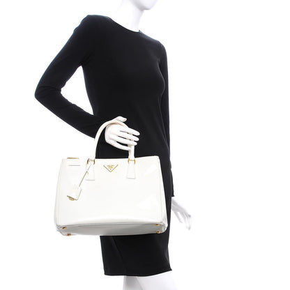 Prada Saffiano Vernice Medium Double Zip Tote Talco 3 of 12