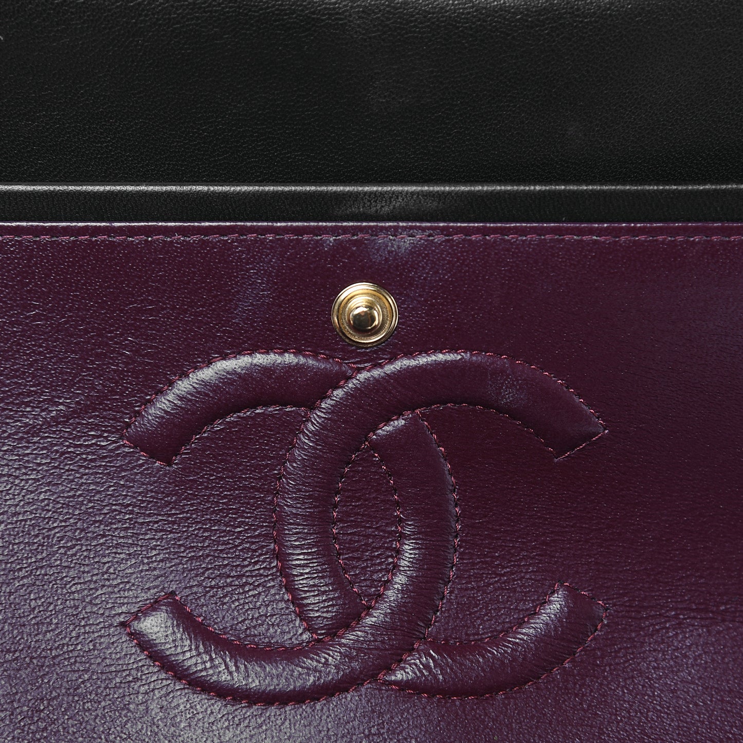 Lambskin Quilted Medium Double Flap Black