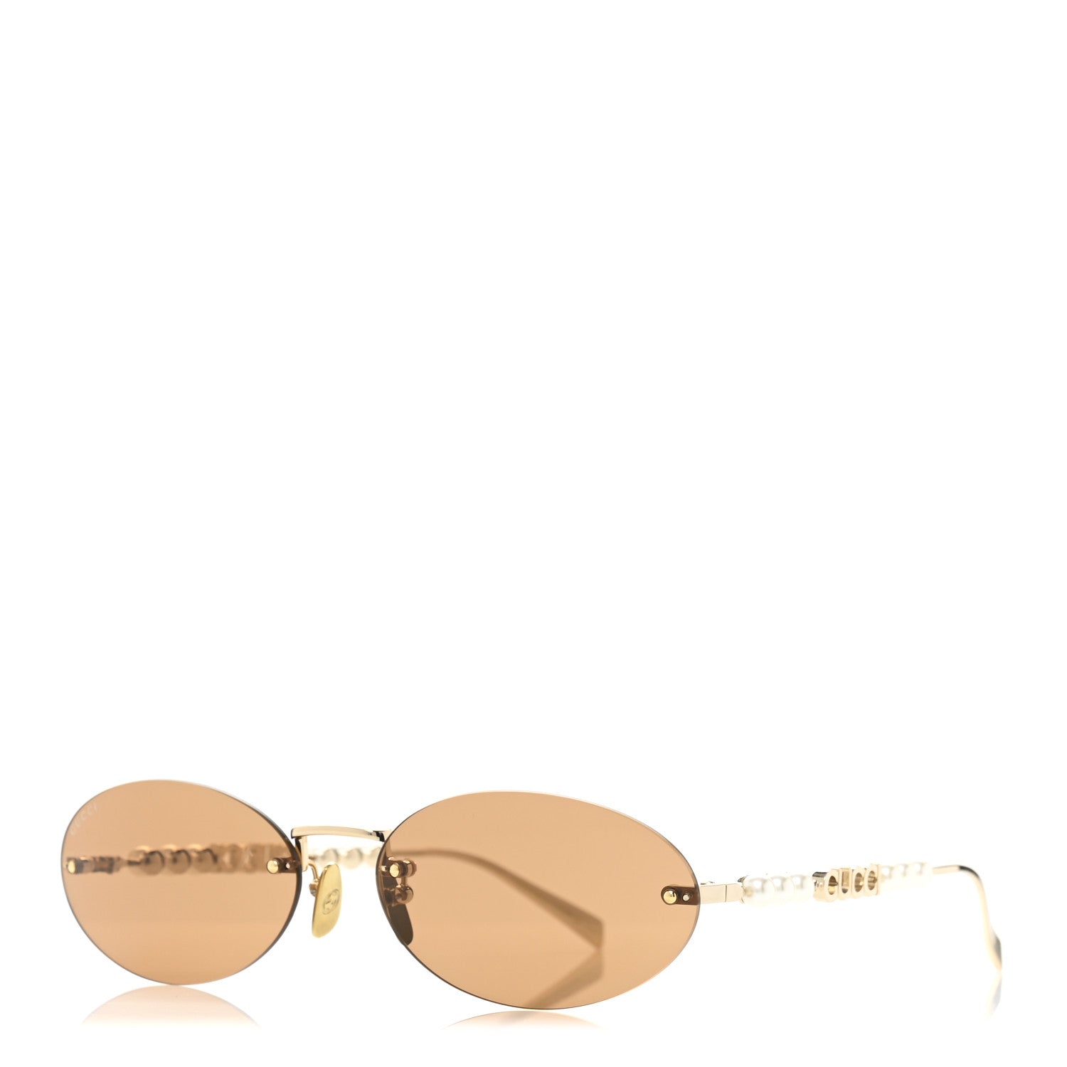 Gucci Metal Pearl Oval Sunglasses GG1922S Gold 2 of 9
