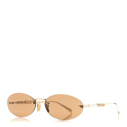 Gucci Metal Pearl Oval Sunglasses GG1922S Gold 2 of 9