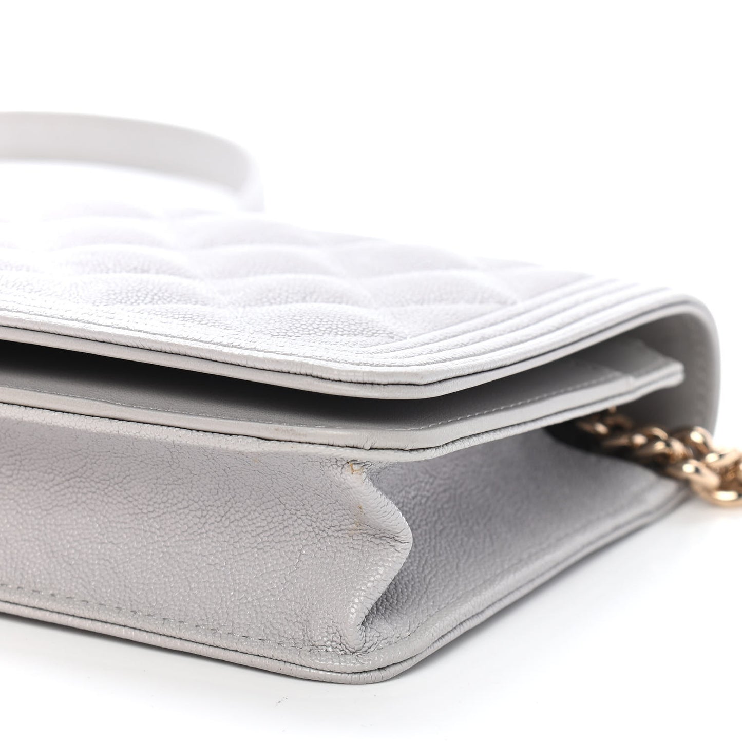 Caviar Quilted Boy Wallet On Chain WOC Grey