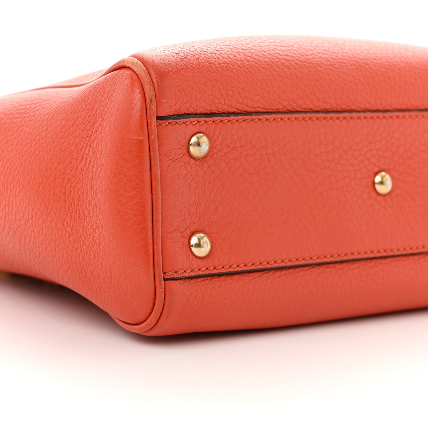 Calfskin Mini Bamboo Shopper Tote Dark Orange