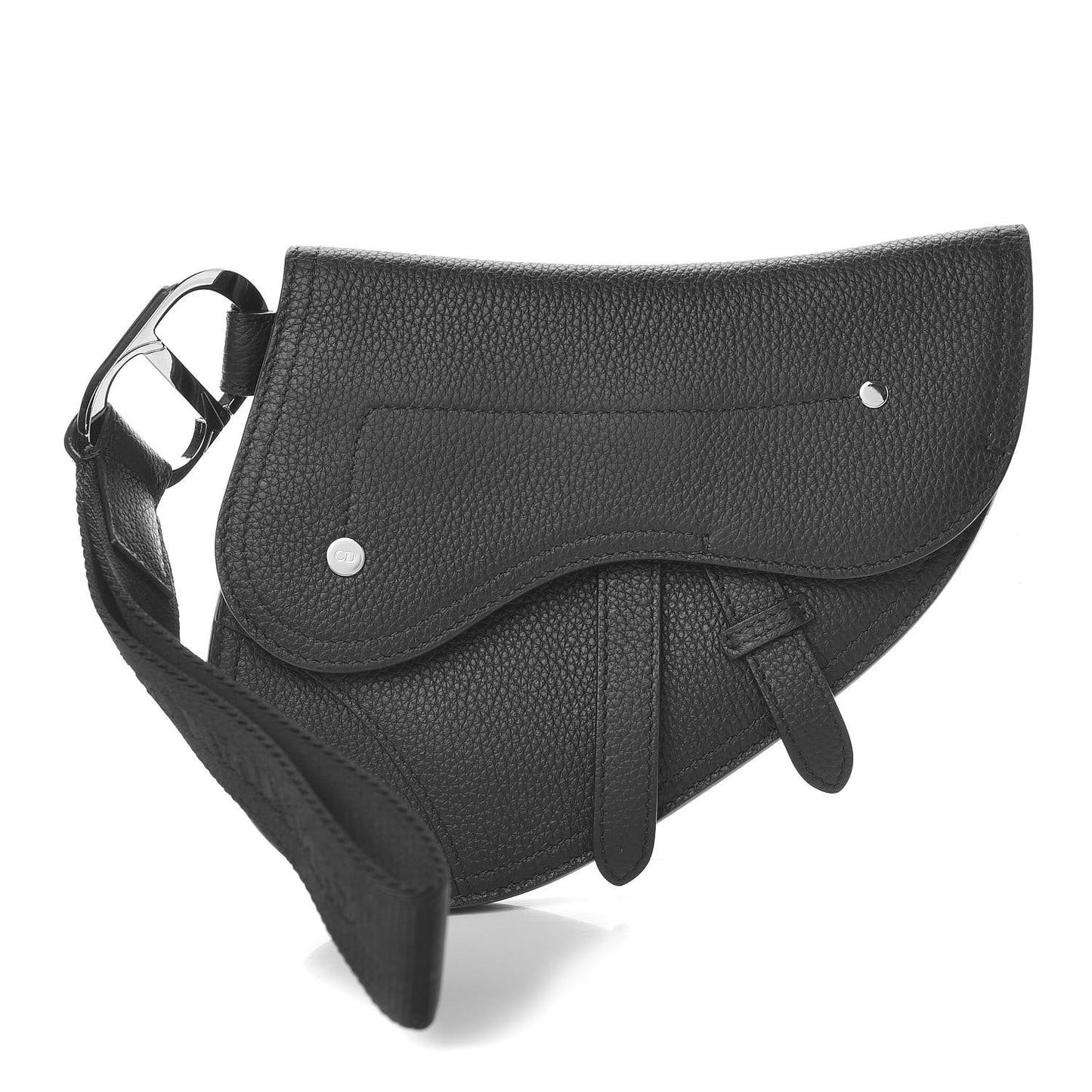 X KAWS Grained Calfskin Saddle Wristlet Black