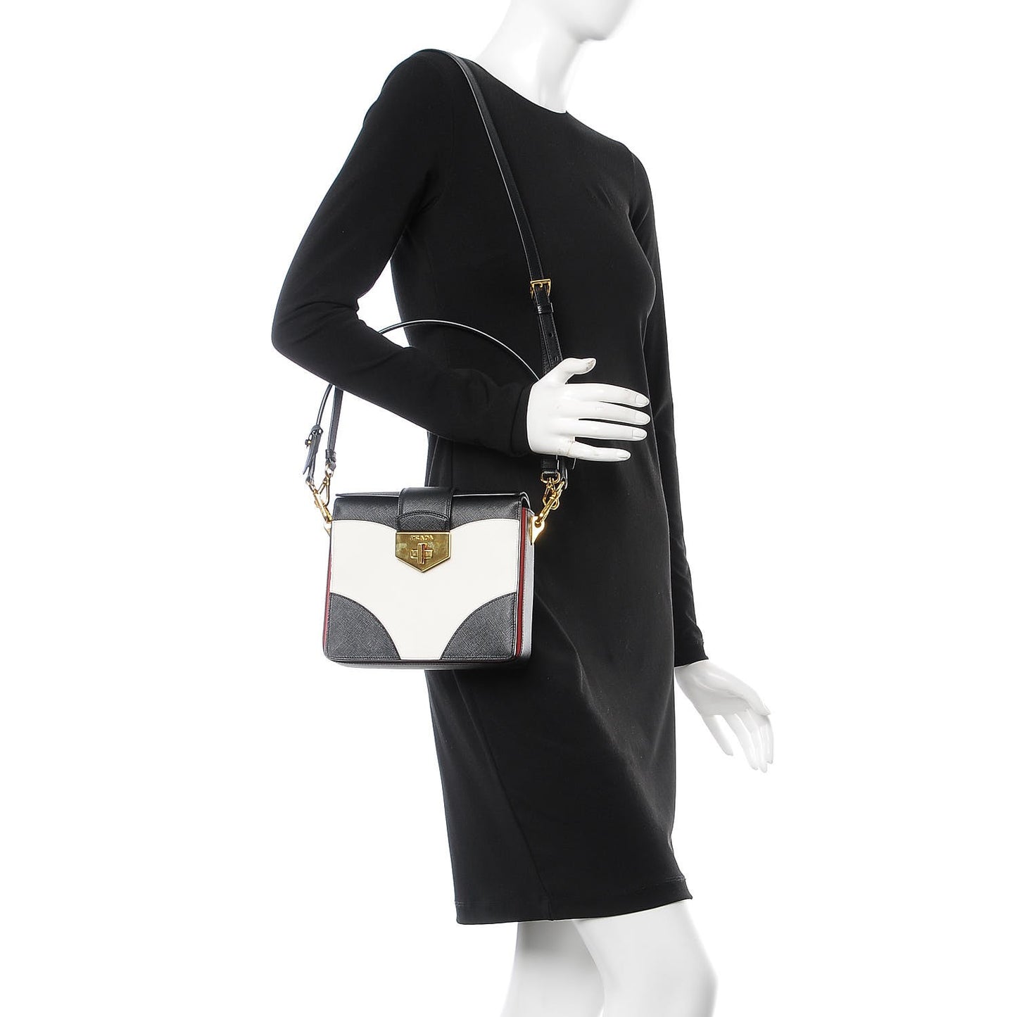 Saffiano Shoulder Bag Black White
