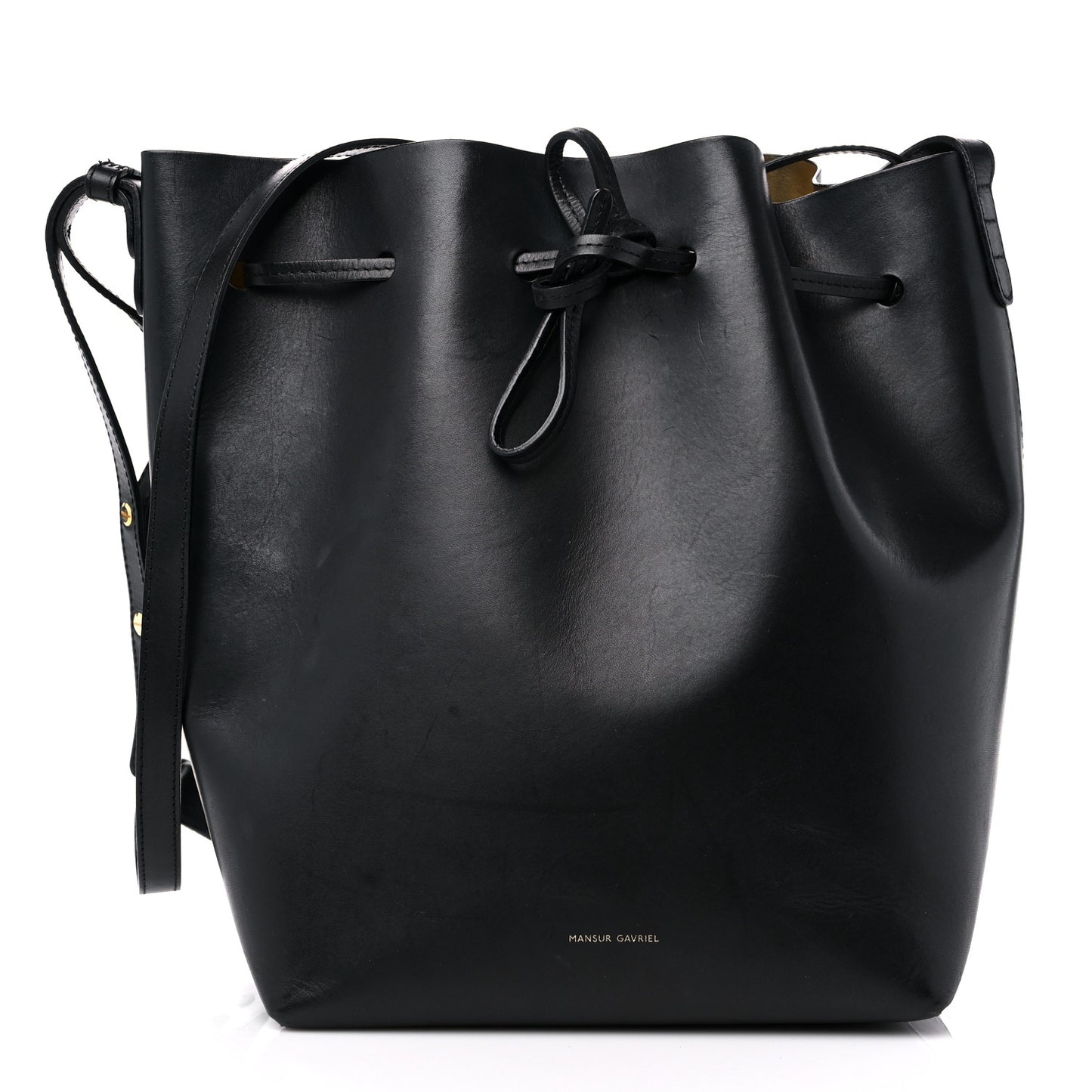 Vegetable Tanned Calfskin Bucket Bag Black Oro
