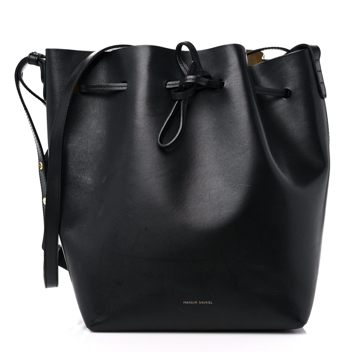 Mansur Gavriel Vegetable Tanned Calfskin Bucket Bag Black Oro 3 of 16