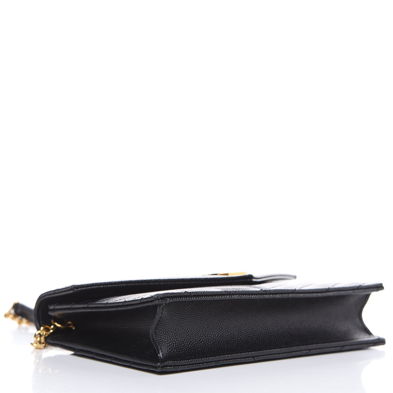 Saint Laurent Grain De Poudre Matelasse Chevron Monogram Envelope Chain Wallet Black 4 of 10
