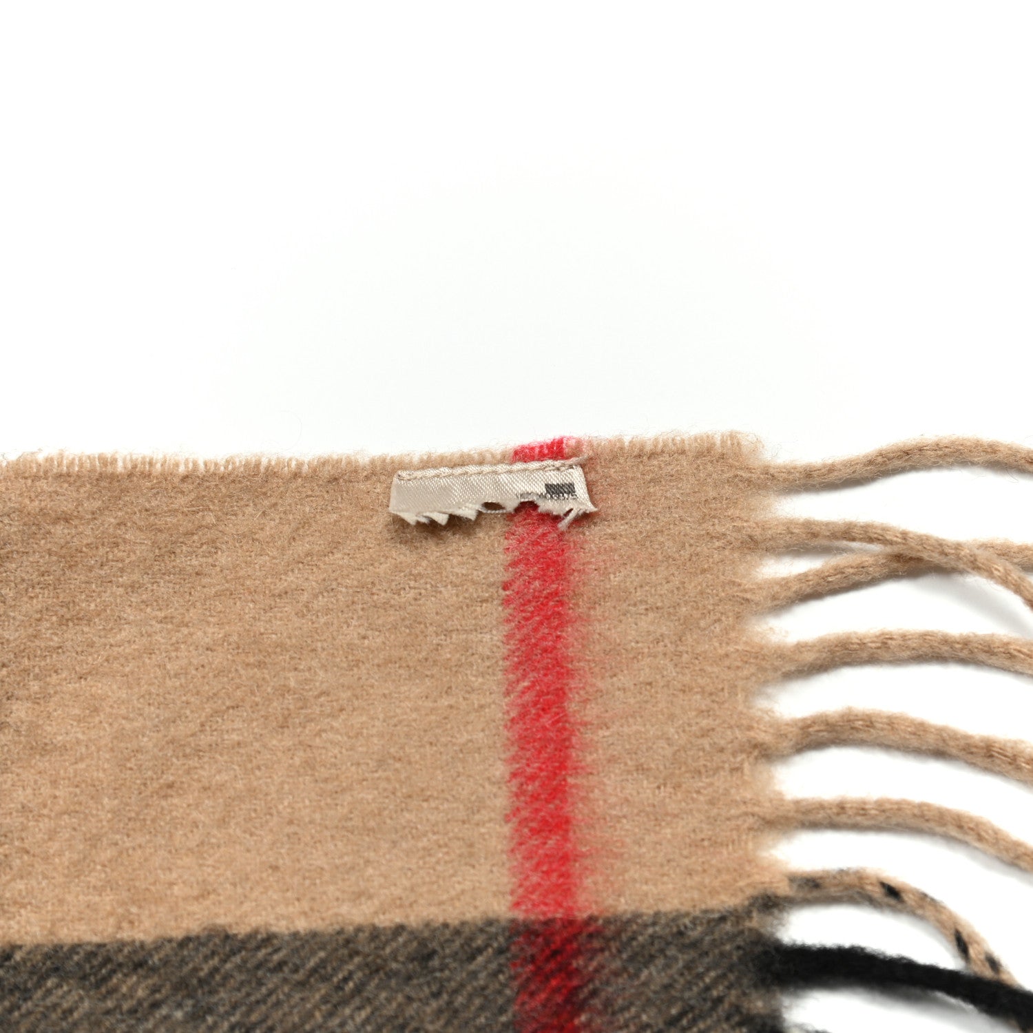 Burberry Cashmere Giant Check Fringe Scarf Camel 4 of 4
