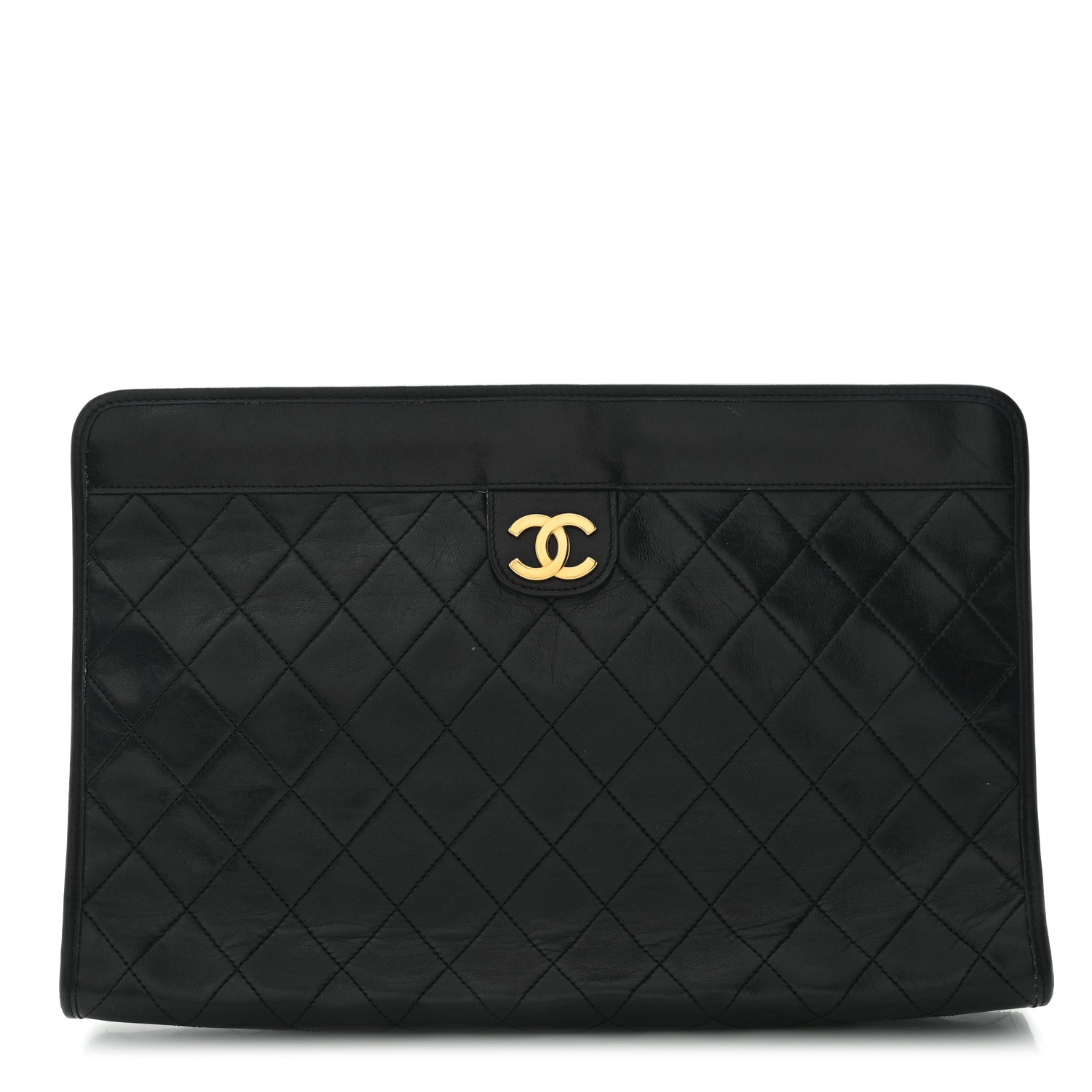Chanel Lambskin Quilted CC Large Clutch Black 1 of 11