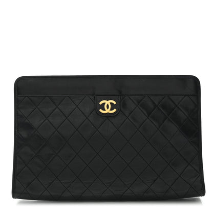 Chanel Lambskin Quilted CC Large Clutch Black 1 of 11