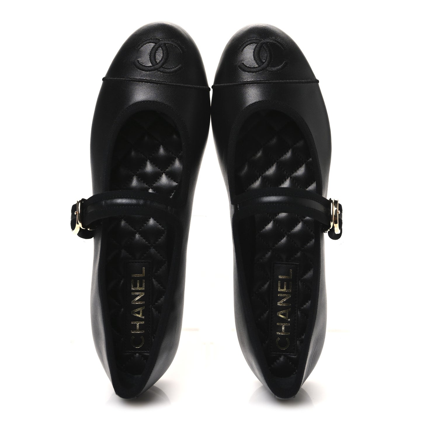 Lambskin Mary Jane Flats 38.5 Black