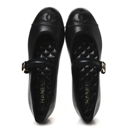 Chanel Lambskin Mary Jane Flats 38.5 Black 2 of 10