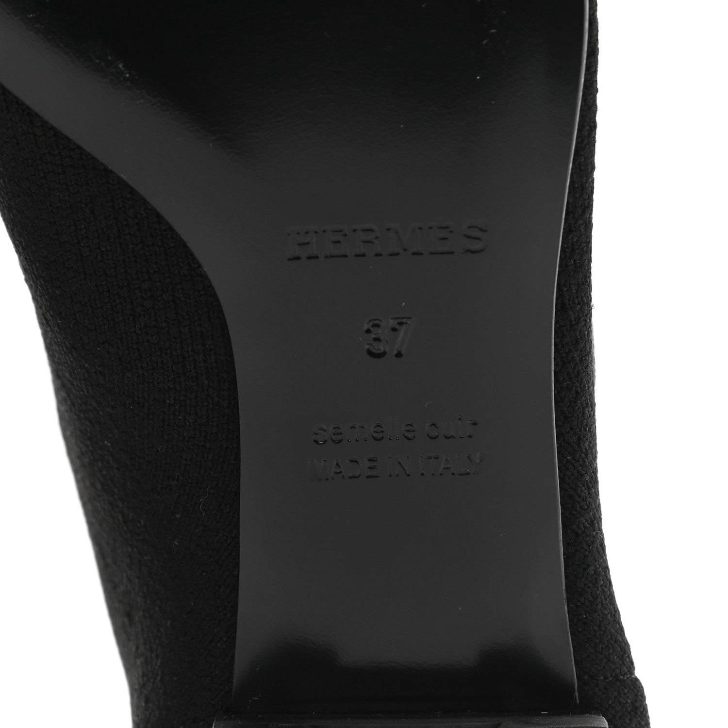 Hermes Knit Calfskin Duo Ankle Boots 37 Black 6 of 7