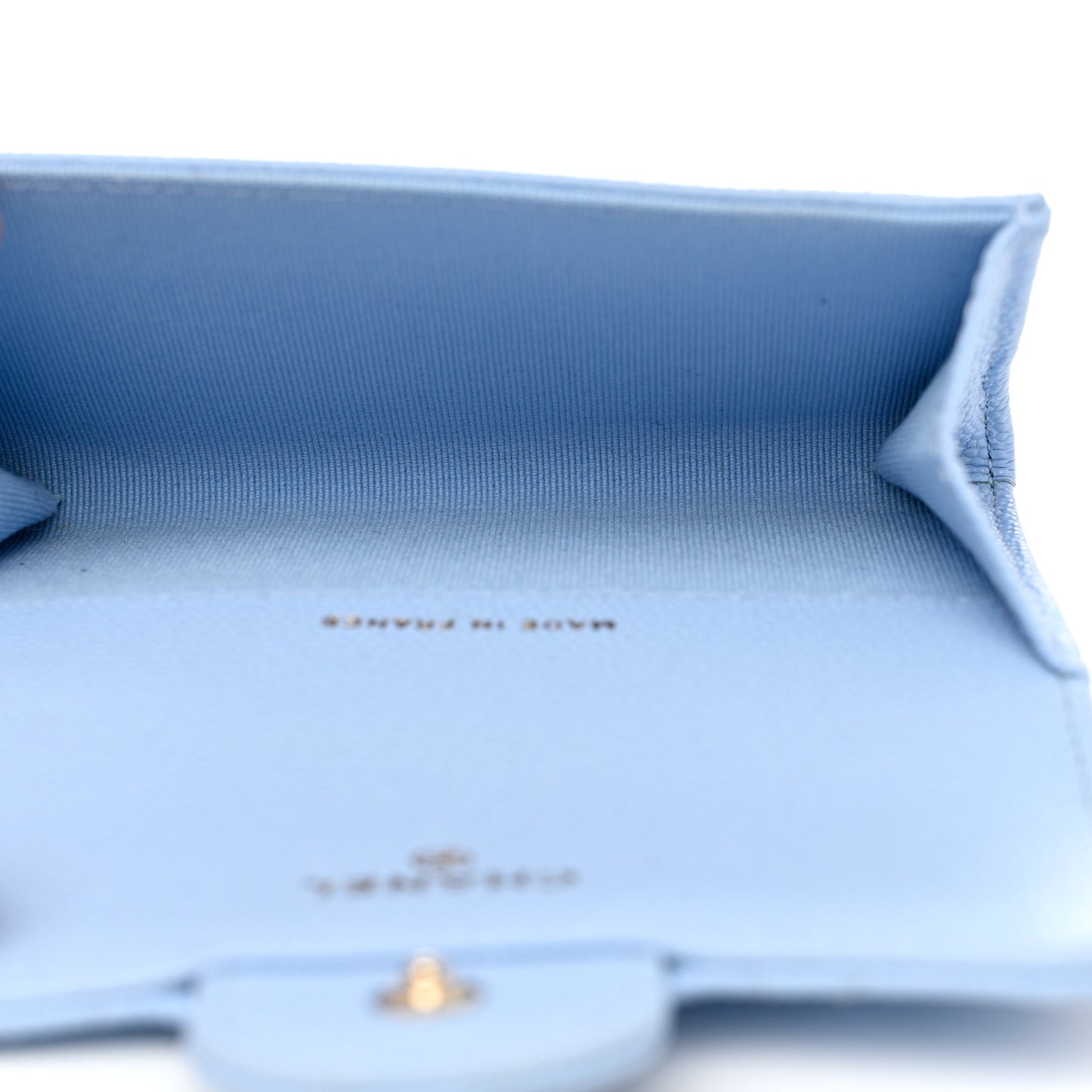 Caviar Quilted Flap Card Holder Wallet Light Blue
