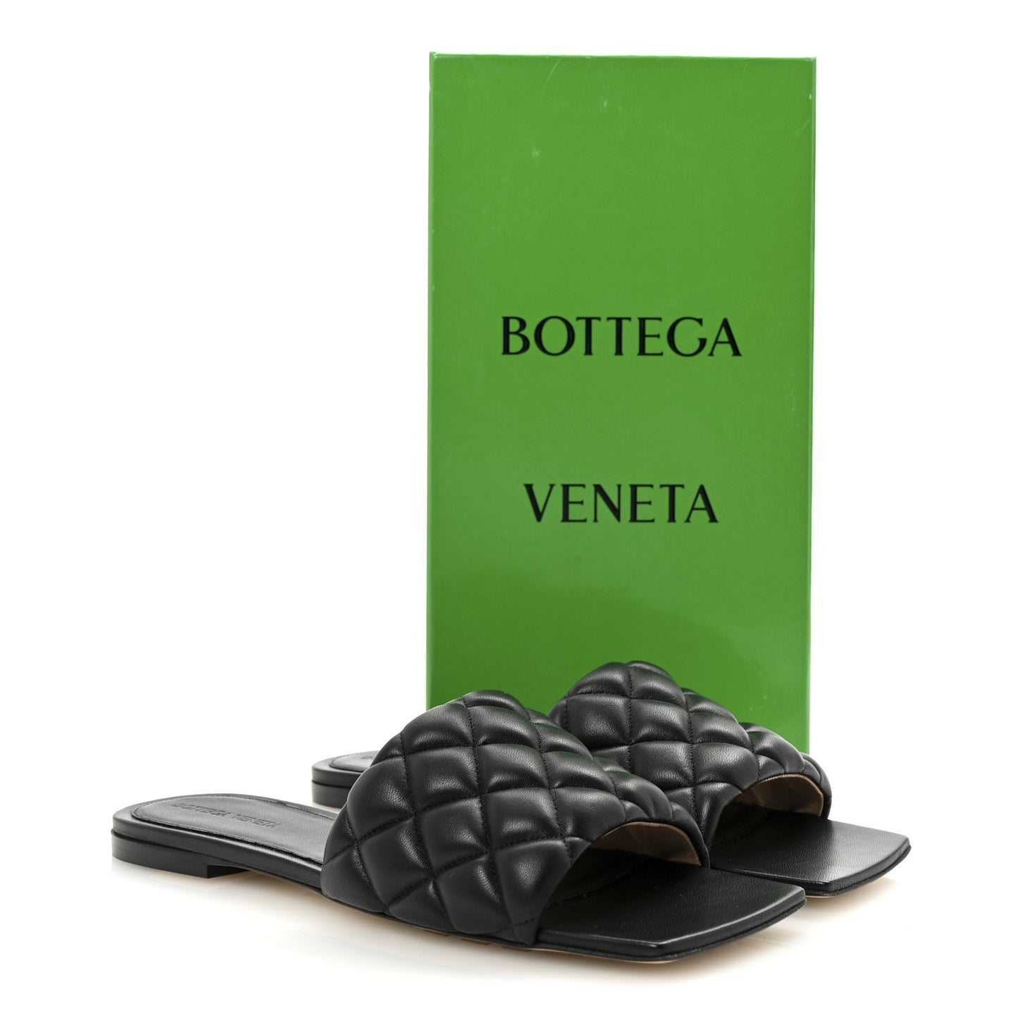 Nappa Matelasse Padded Flat Sandals 40 Black