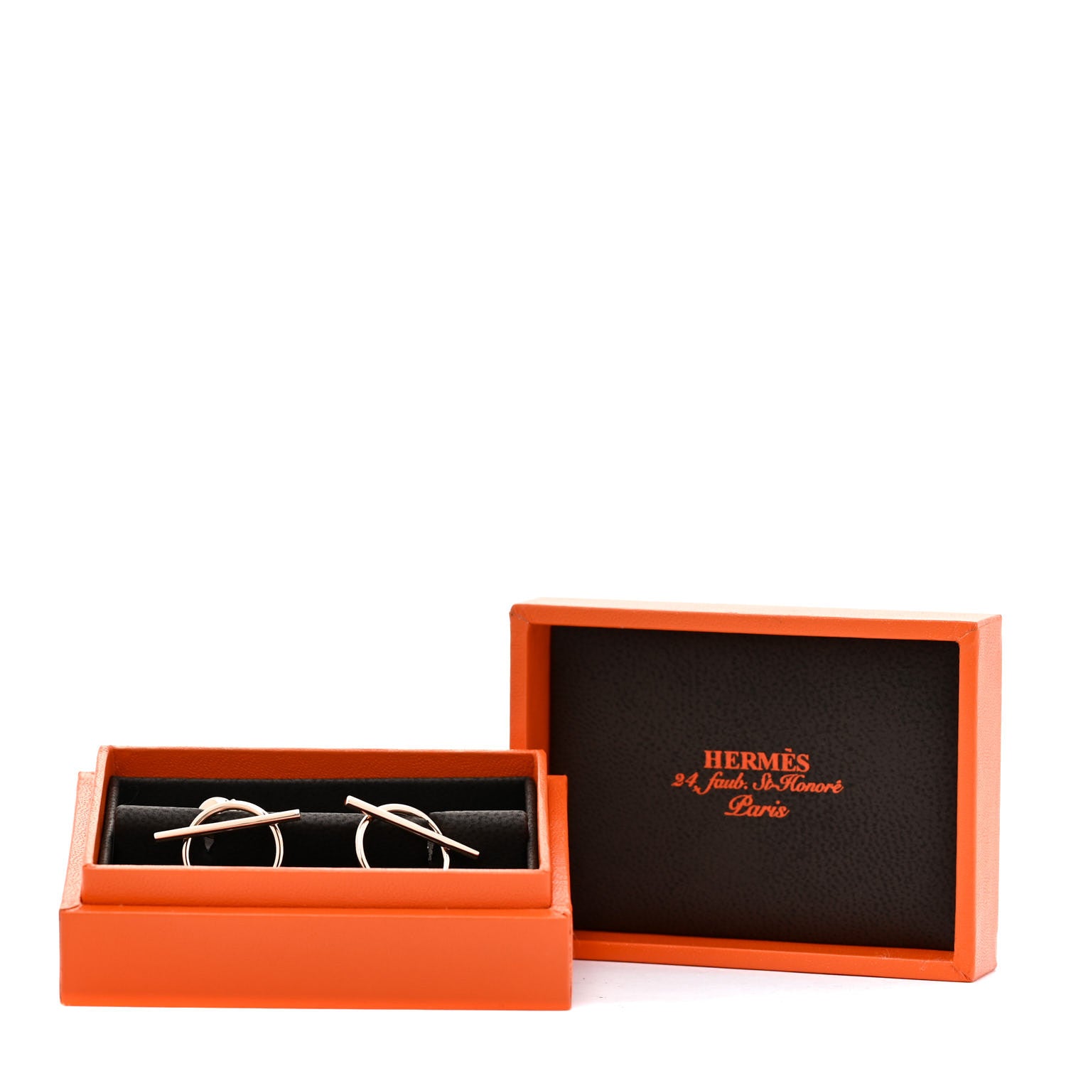 Hermes 18K Rose Gold MM Echappee Earrings 6 of 6