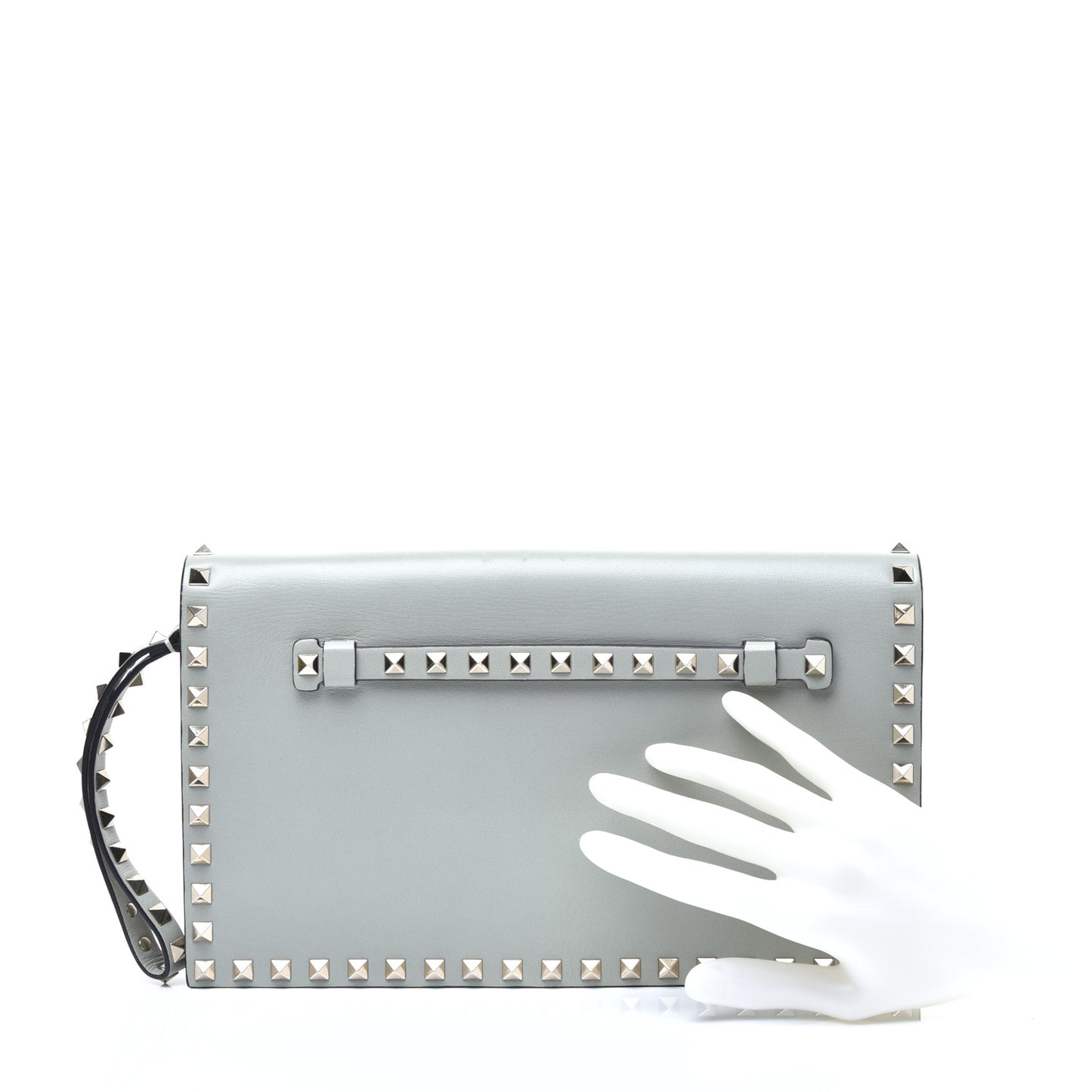 Nappa Rockstud Wristlet Clutch Water Green