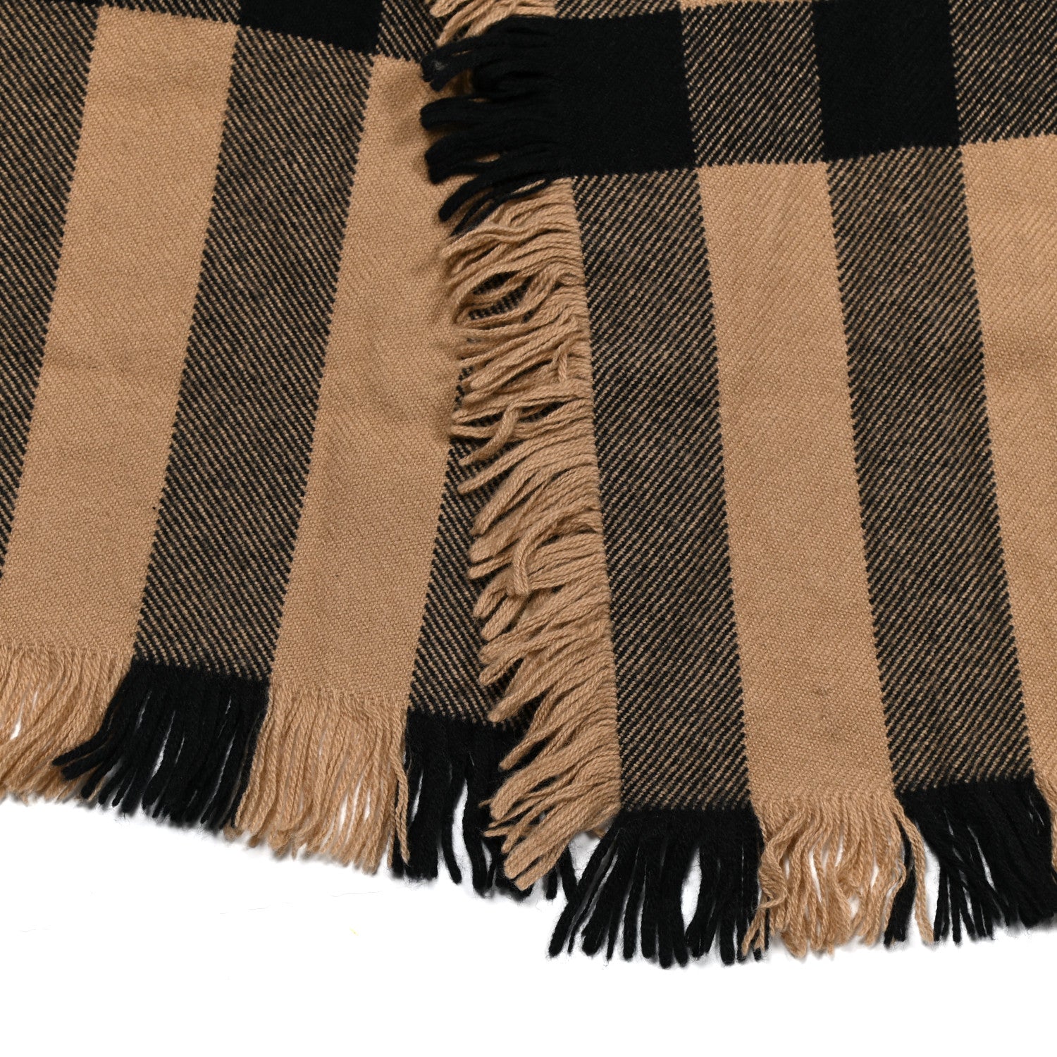 Burberry Wool Check Happy Fringe Scarf Beige 3 of 5