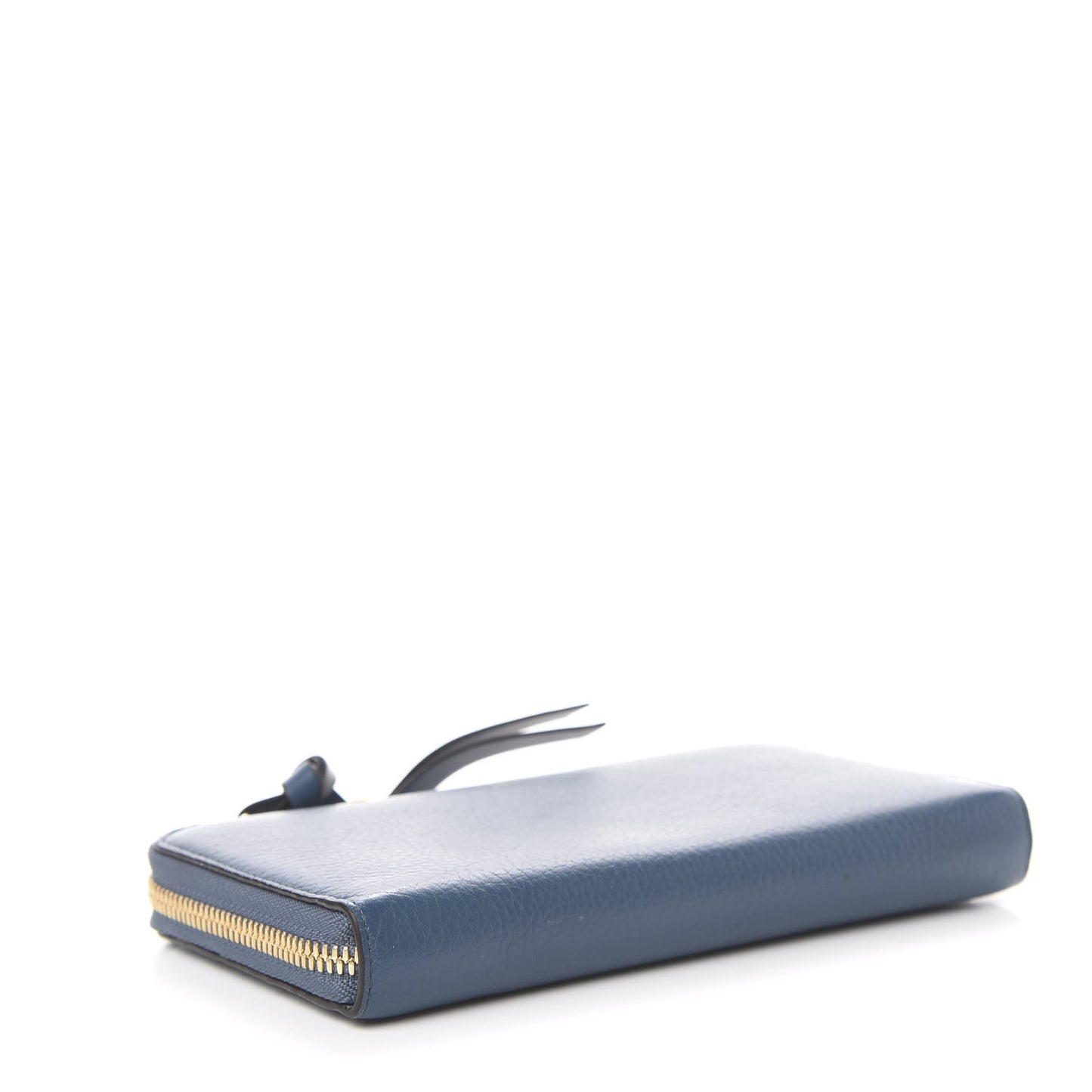 Grained Calfskin Alphabet Long Zip Around Wallet Vinyl Blue