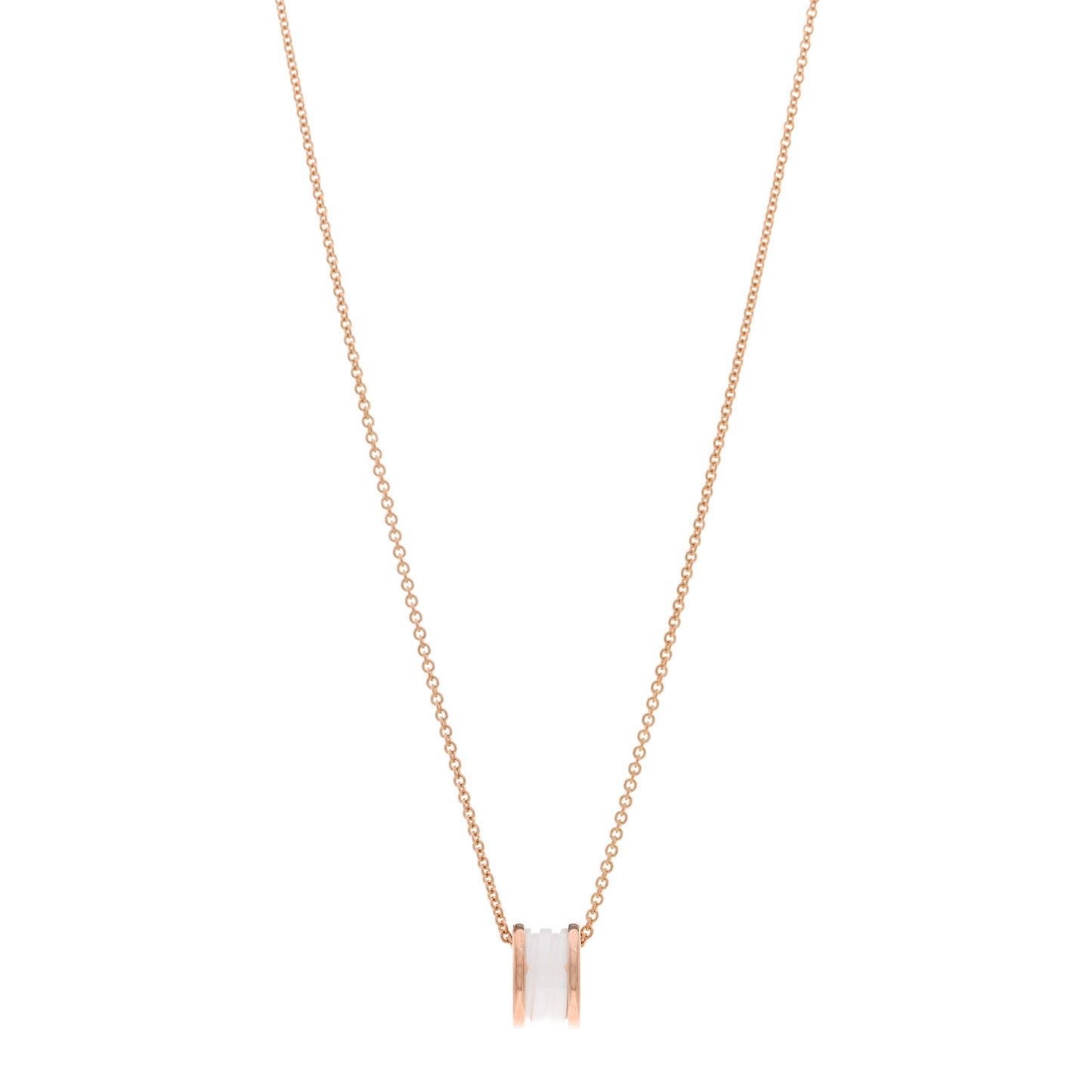 18K Rose Gold White Ceramic B.Zero1 Pendant Necklace