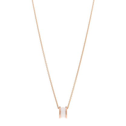 Bulgari 18K Rose Gold White Ceramic B.Zero1 Pendant Necklace 1 of 4