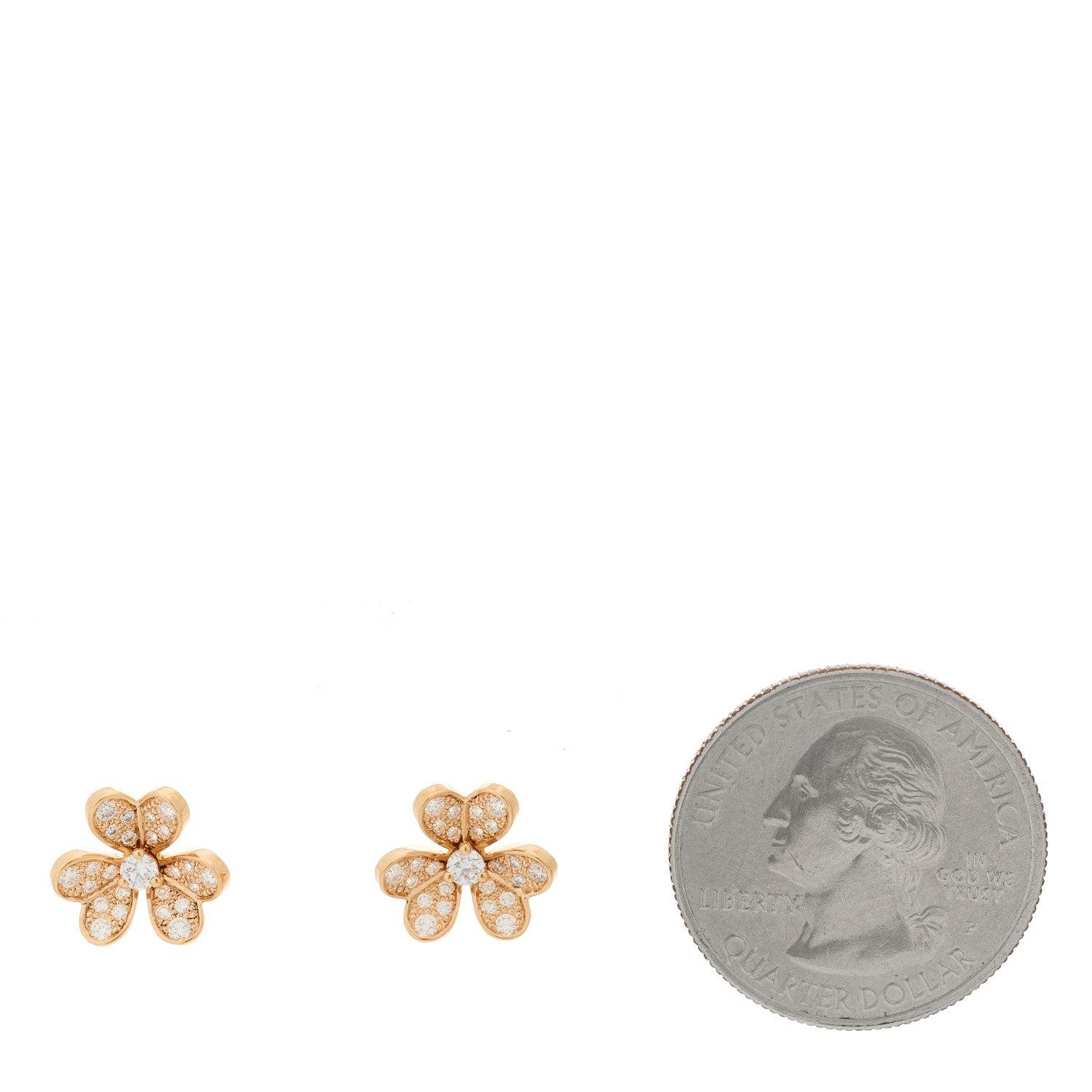 Van Cleef & Arpels 18K Rose Gold Diamond Mini Frivole Pave Earrings 2 of 5