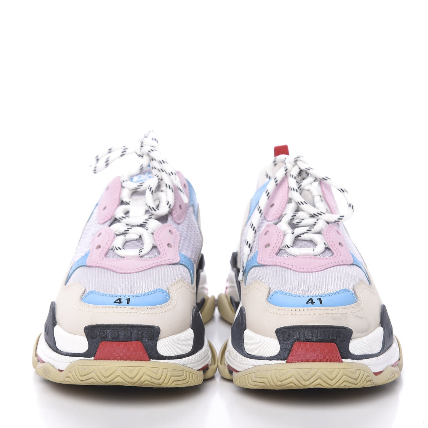 Fabric Mesh Womens Triple S Sneakers 36 White Blue Pink