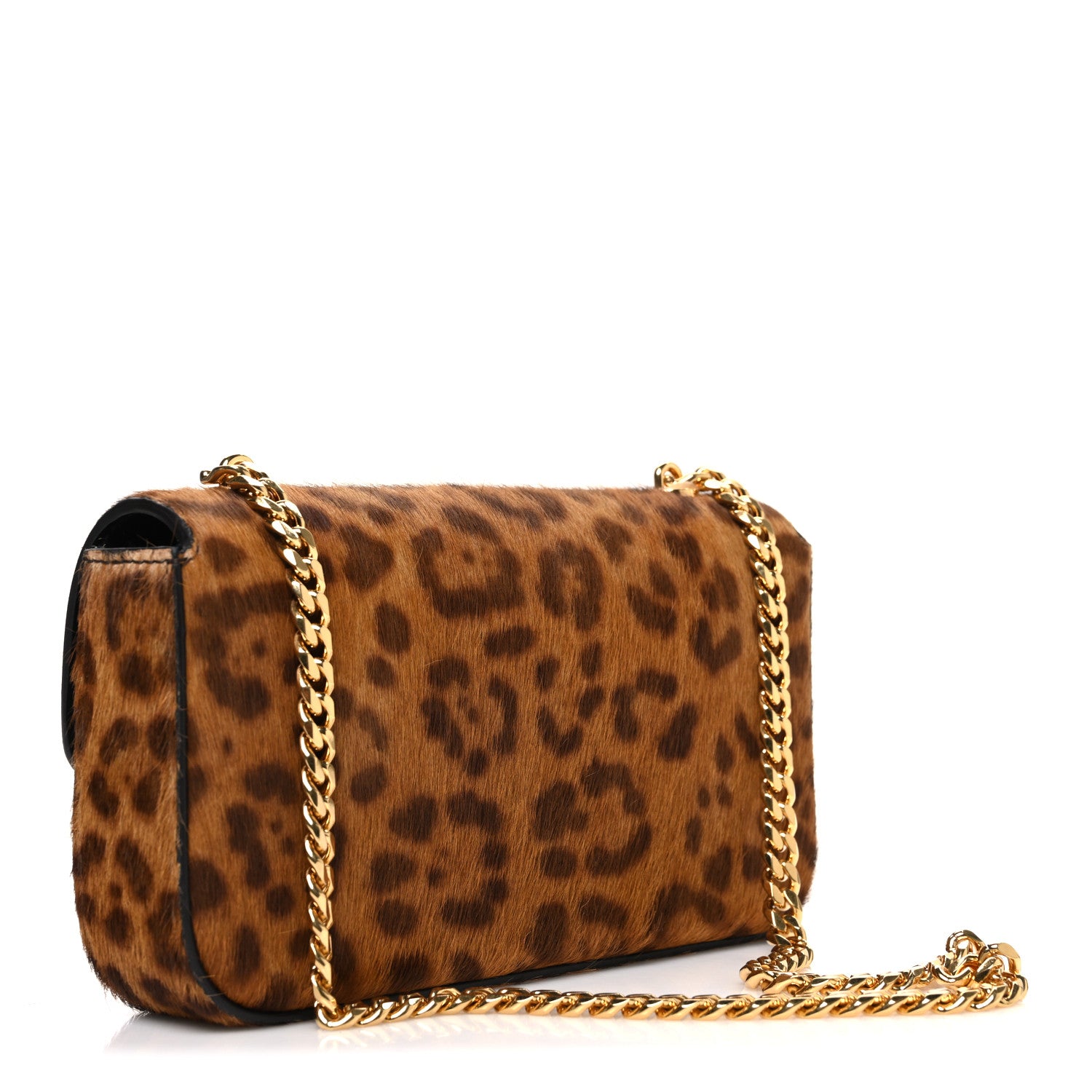 Celine Pony Hair Leopard Print Triomphe Chain Shoulder Bag Multicolor 3 of 10