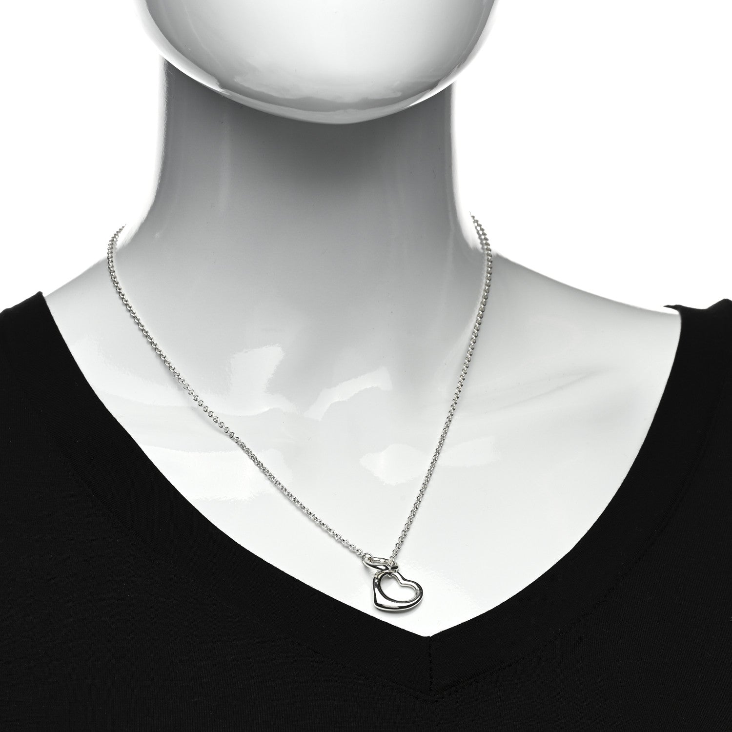 Tiffany Sterling Silver Elsa Peretti Open Heart Lariat Necklace 2 of 4