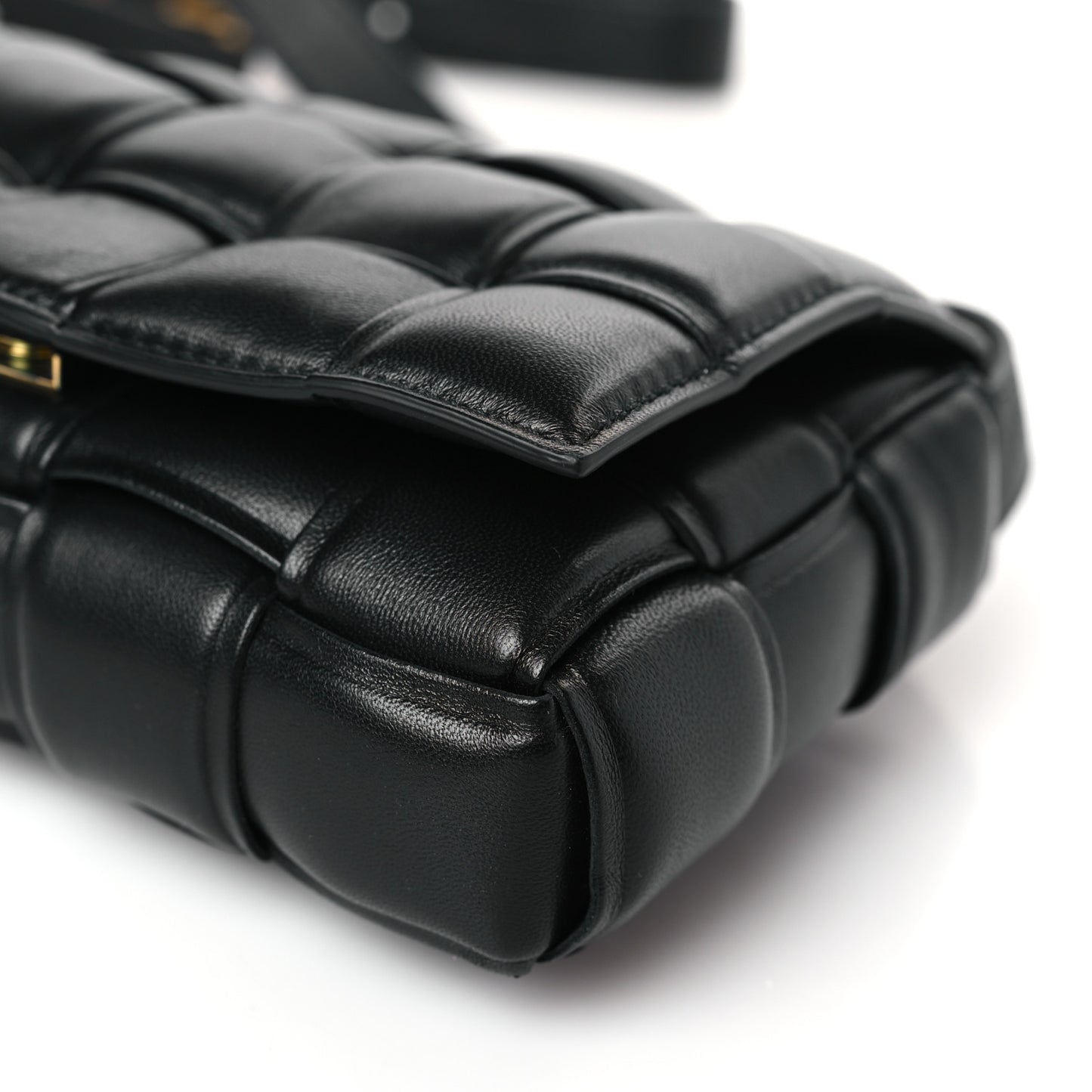 Nappa Maxi Intreccio Small Padded Cassette Crossbody Bag Black
