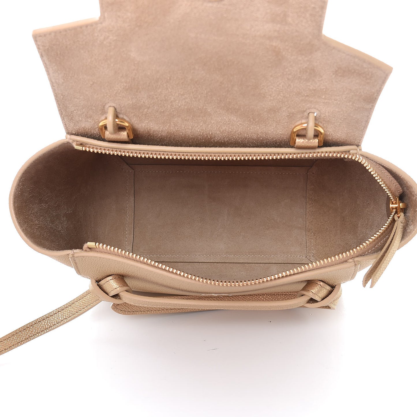 Laminated Calfskin Nano Belt Bag Gold