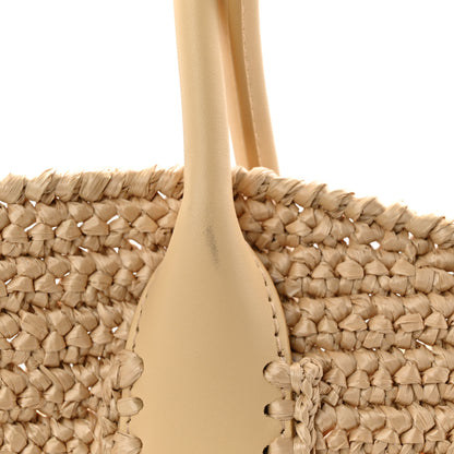 Salvatore Ferragamo Raffia Calfskin Cut Out Large Tote Natural 11 of 11