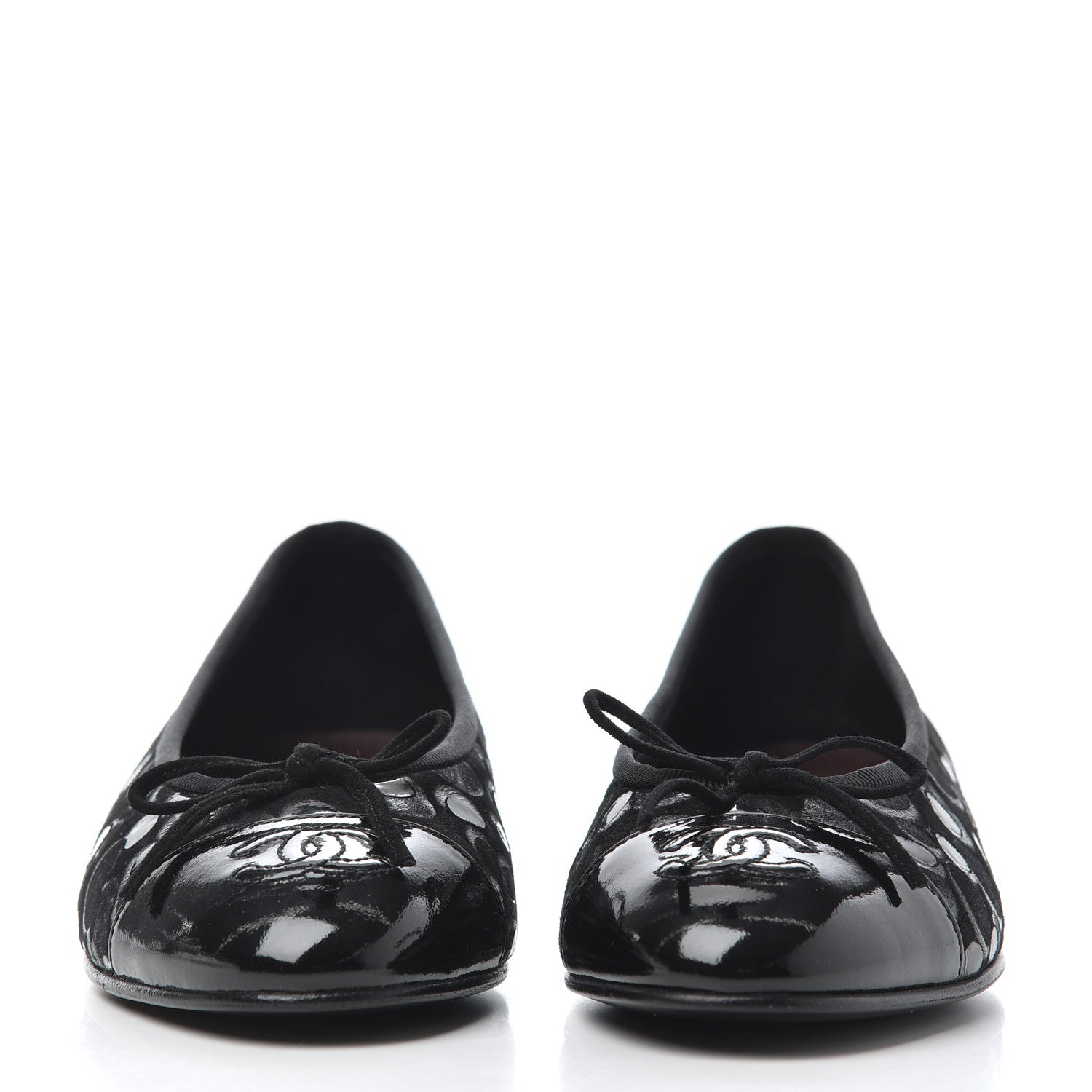 Chanel Patent Suede CC Cap Toe Ballerina Flats 35.5 Black 2 of 16