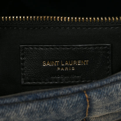 Saint Laurent Denim Quilted Small Loulou Puffer Monogram Chain Satchel Blue Cinnamon 6 of 10