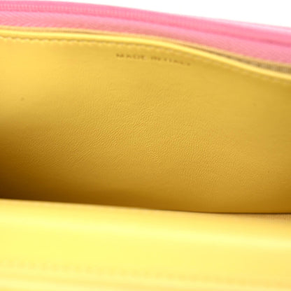 Chanel Lambskin Quilted Wallet On Chain WOC Pink Yellow 12 of 16