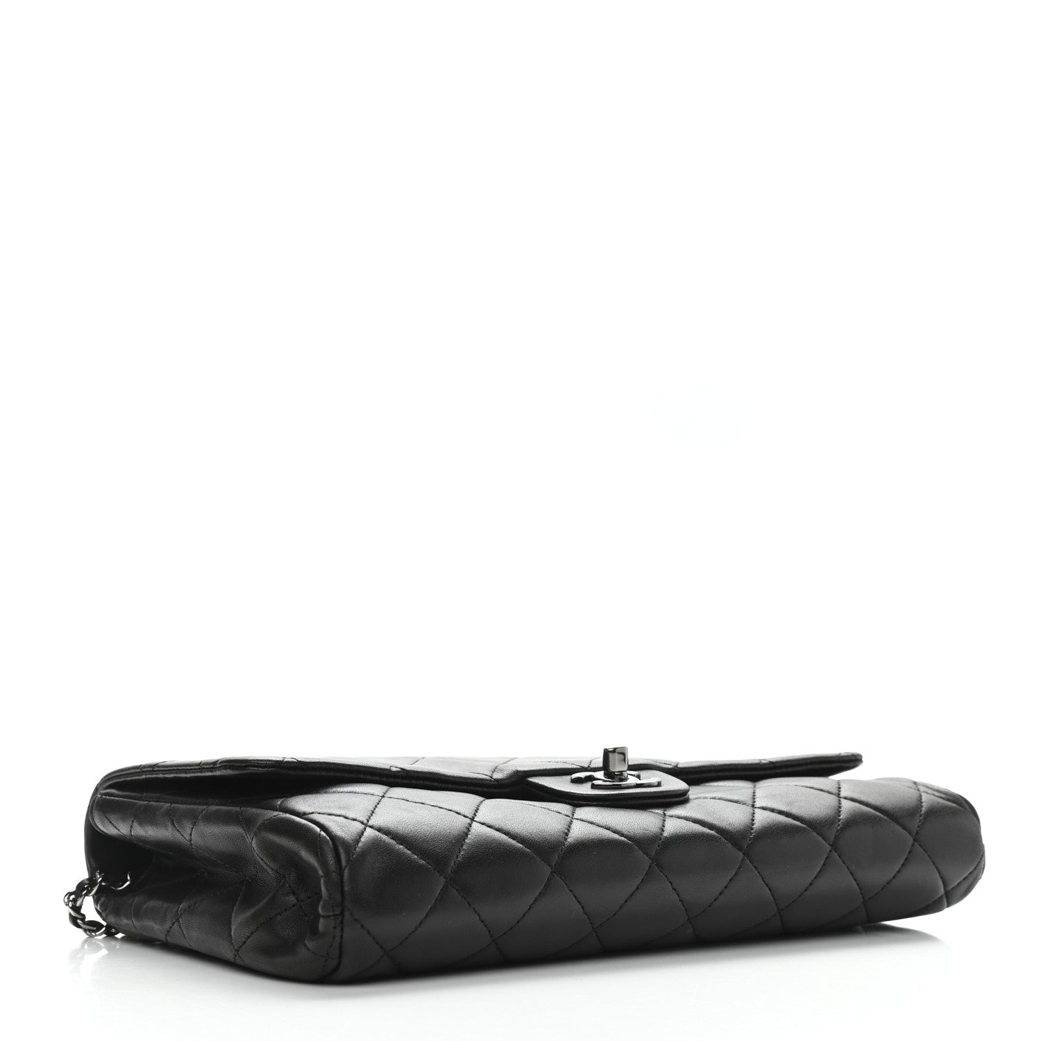Chanel Lambskin Quilted Clutch With Chain Flap Black 4 of 12