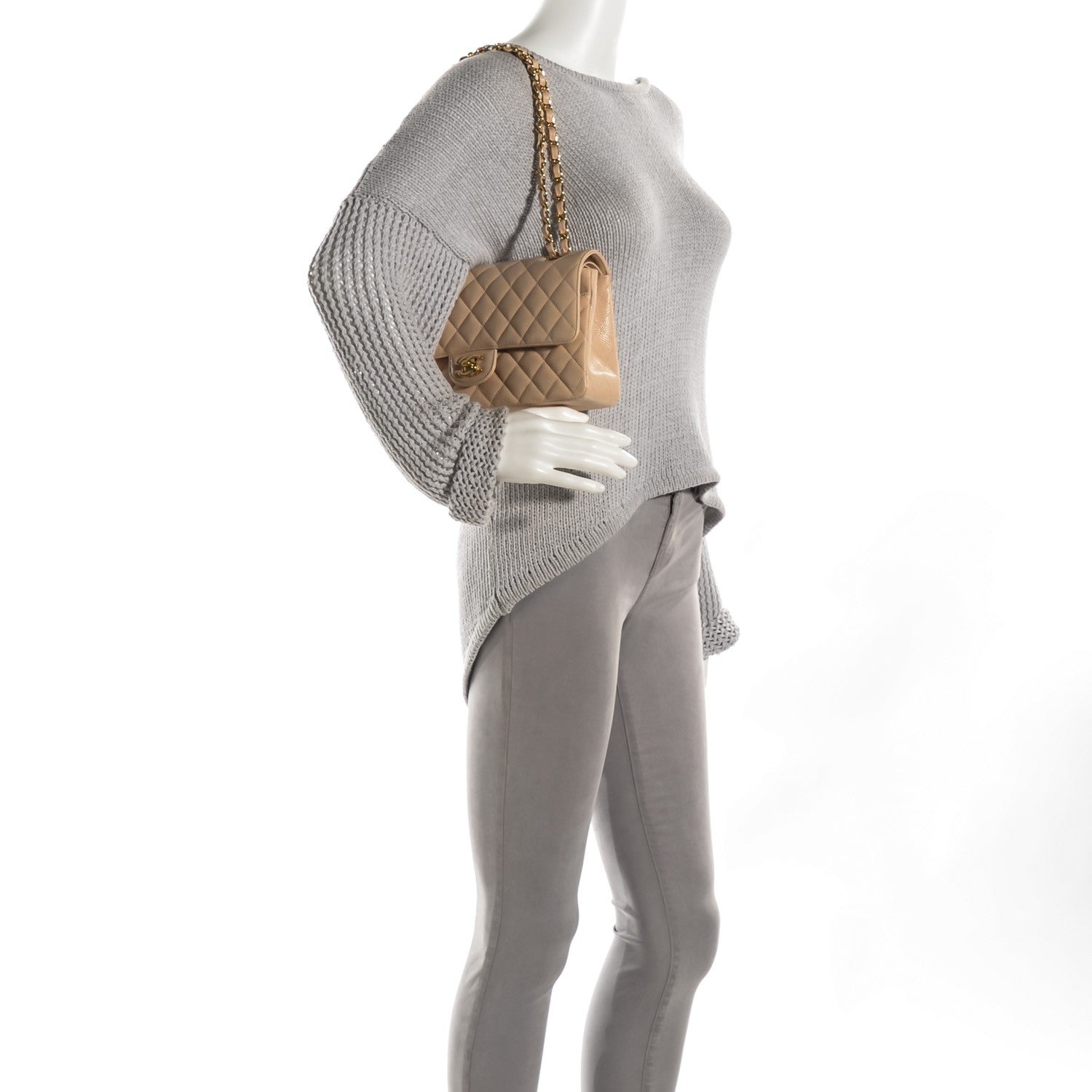 Chanel Caviar Quilted Medium Double Flap Beige Clair 2 of 8