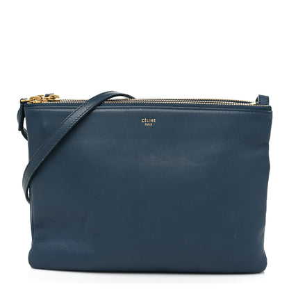 Celine Lambskin Large Trio Crossbody Metallic Blue 1 of 10