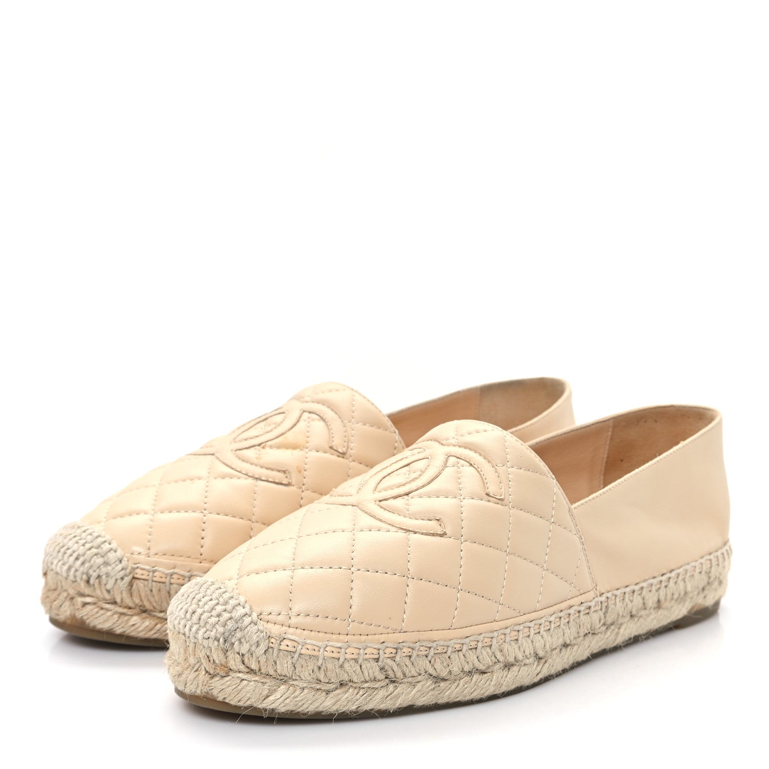 Chanel Lambskin Quilted CC Espadrilles 39 Beige 4 of 12