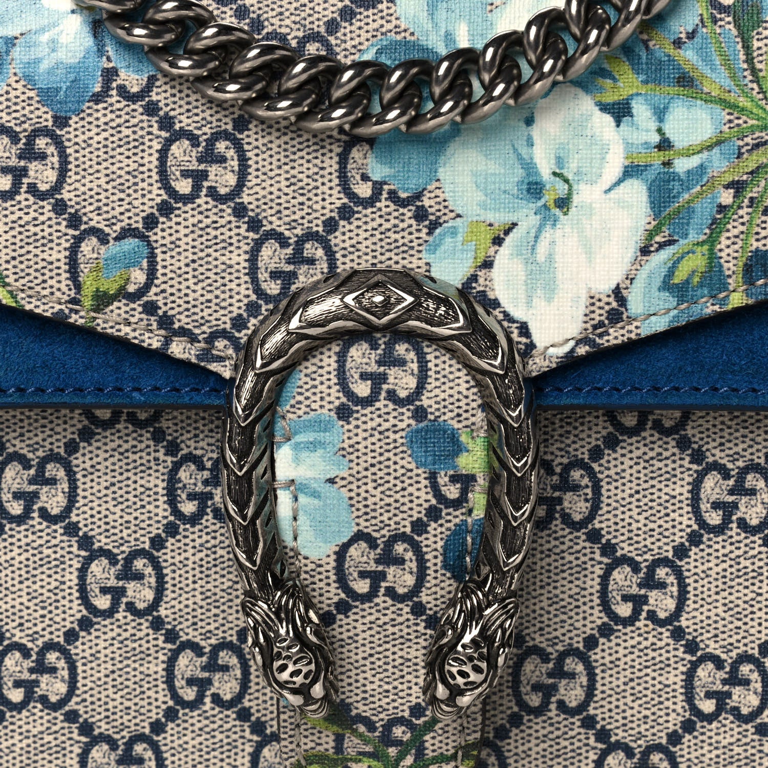 Gucci GG Supreme Monogram Blooms Mini Dionysus Shoulder Bag Beige Navy Vintage Blue 8 of 13