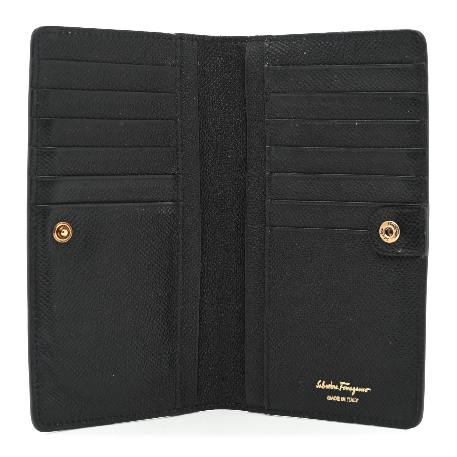 Salvatore Ferragamo Grained Calfskin Gancini Continental Wallet Black 5 of 8